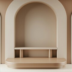 Poster - An empty booth system in a 3D rendering, featuring smooth surfaces and a neutral color palette. Ideal for showcasing online graphic resources. 