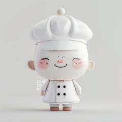 Wall Mural - Adorable 3D Clay Chef with Kawaii Style in Full Body Pose on White Background, Generative Ai