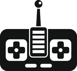 Poster - radio control with cross buttons for playing video games is being held by someone having fun