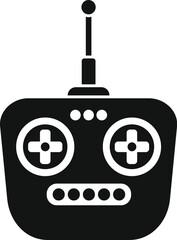 Poster - remote control icon featuring a black silhouette with buttons and an antenna, ideal for representing