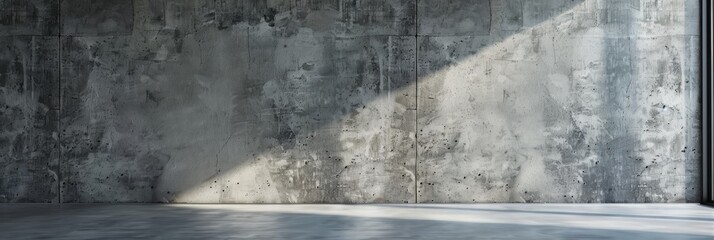 Poster - A smooth, polished concrete wall with natural light streaming in from a nearby window. The sleek surface creates a minimalist backdrop perfect for showcasing products or adding text