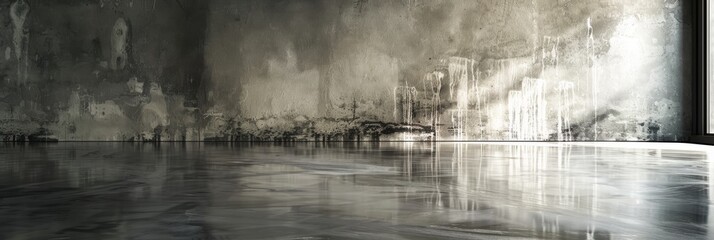 Poster - A smooth, polished concrete wall with a sleek surface creates a modern and minimalist backdrop with copy space