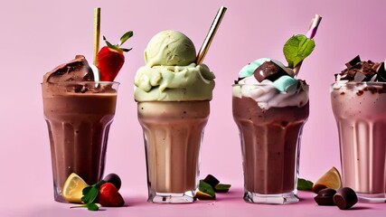 Canvas Print -  Indulgence in a glass  4 delectable milkshakes with a twist of freshness