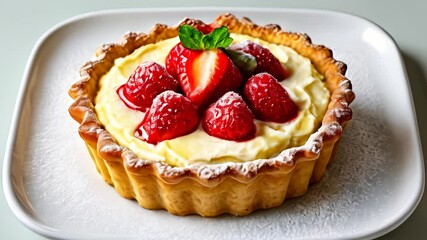 Poster -  Deliciously tempting strawberry tart ready to be savored