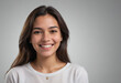 © jarntag - Portrait view of a regular happy smiling Colombia woman, ultra realistic, candid, social media, avatar image, plain solid background