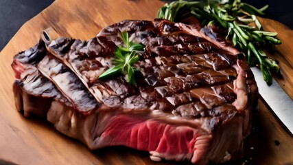 Wall Mural -  Deliciously grilled steak ready to be savored