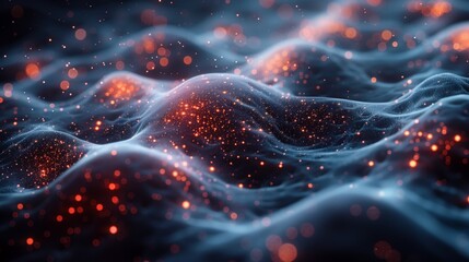 Poster - A close-up image of an AI-generated simulation of biological processes, showcasing a dynamic and abstract representation of life.