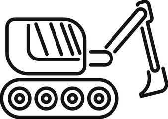 Poster - line drawing of a small excavator digging with its bucket, perfect for representing construction and