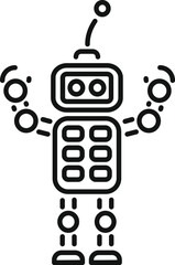 Poster - Simple icon of a robot waving both hands, perfect for projects related to automation, technology, and innovation