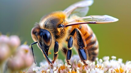 Wall Mural - Honeybee Close-Up on Flower