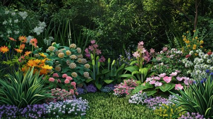 Wall Mural - Blooming Summer Garden.