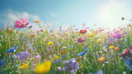 Sticker - Colorful Wildflower Meadow in Summer Sun.