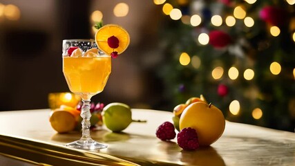 Canvas Print -  A festive cocktail with a citrus twist perfect for holiday celebrations