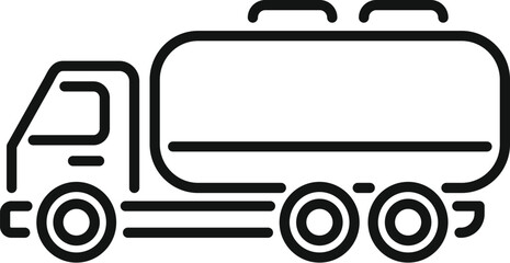 Poster - Simple line drawing of a tank truck transporting liquids or gases on the road