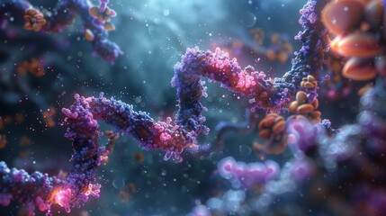 Poster - A close-up visualization of the CRISPR Cas9 mechanism at work, showcasing the intricate molecular interactions involved in gene editing.