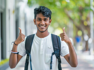 Sticker - happy excited indian college student