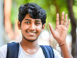 Sticker - happy excited indian college student