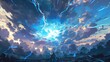 © XtzStudio - A Figure Ascending Through a Stormy Sky