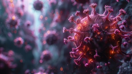 Poster - A detailed 3D animation depicting the lifecycle of a virus.