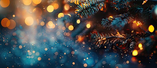 Poster - festive bokeh background with vintage lights and copy space image perfect for christmas and new year