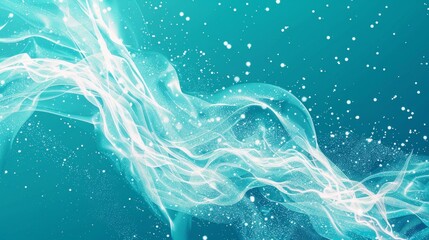 Wall Mural - Abstract Blue Background with White Swirls and Glitter.