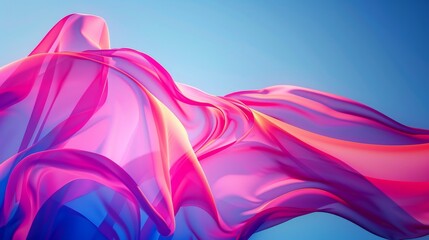 Wall Mural - abstract pink and blue fabric swirling in the air.