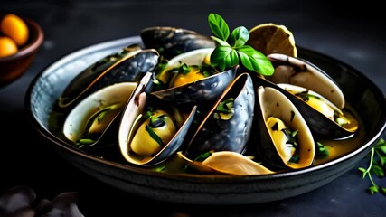 Canvas Print -  Delicious seafood dish ready to be savored