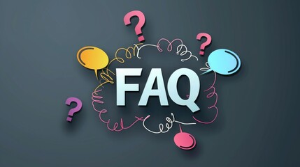 Aufkleber - colorful speach bubble with FAQ illustration