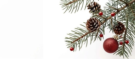 Poster - A festive Christmas tree decoration against a white background perfect for displaying a copy space image