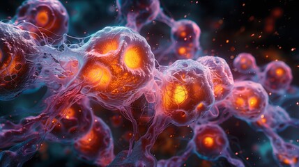 Poster - A microscopic visual comparison of CRISPR treated cells versus untreated cells, highlighting the effects of gene editing on cellular structure.