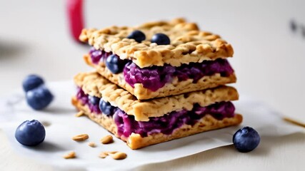 Canvas Print -  Deliciously stacked blueberry crumble bars