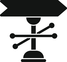 Poster - black silhouette of a street signpost showing direction with wind pointer