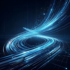 Aufkleber - Dynamic blue light streaks that curve and flow across a dark background