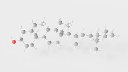 Sticker - beta-sitosterol molecule 3d, molecular structure, ball and stick model, structural chemical formula e499