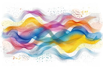 Sticker - Abstract digital art with vibrant blue, yellow, and pink waves, symbolizing energy and movement, set against a white background.