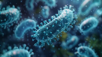 Poster - A microscopic image showcasing engineered microorganisms, highlighting the potential of synthetic biology in various fields.