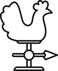 Sticker - Simple line icon of a weather vane with a chicken on top, indicating the direction of the wind