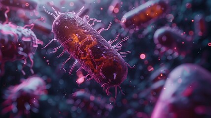 Poster - A close-up illustration of bacteria showing the impact of antibiotic resistance on their growth and survival.