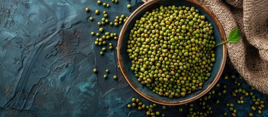 Wall Mural - Organic mung bean is a key component of plant based cuisine offering a nutritious vegetarian option with copy space image