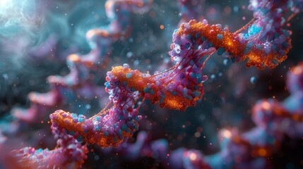 Poster - A microscopic image of a DNA strand, highlighting the intricate structure of genetic material.