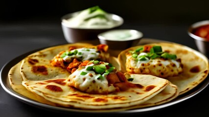 Canvas Print -  Flavorful fusion  Tacos meet Indian cuisine in this gourmet delight