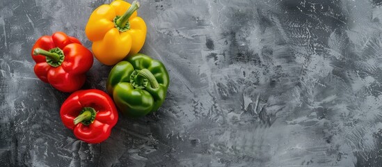 Wall Mural - Grilled bell pepper on a grey backdrop with copy space image