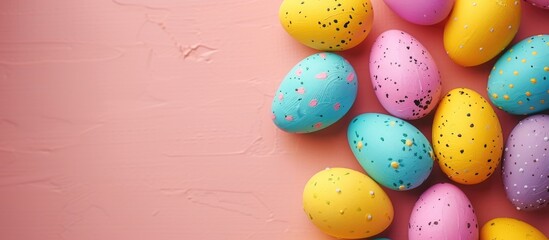 Canvas Print - Festive Easter themed copy space image featuring colorful Easter eggs