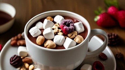 Sticker -  Deliciously indulgent hot chocolate with marshmallows and nuts