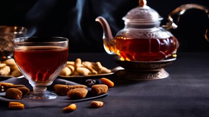 Poster -  Aromatic tea and sweet treats a cozy afternoon delight