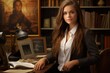 © Artem Zatsepilin - attractive real estate agent or businesswoman in cabinet. successful young female in working space