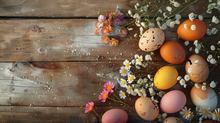 Sticker - Egg themed Easter celebration on wood surface