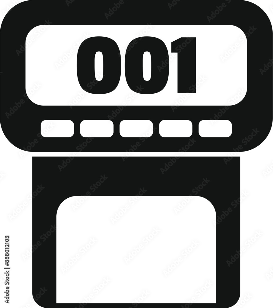 Simple black icon of an electronic queue management system showing the ...