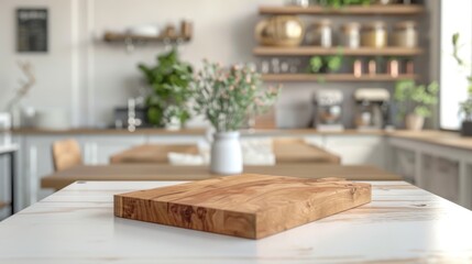 Sticker - Wooden Cutting Board on a Kitchen Table