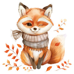 Wall Mural - autumn winking fox